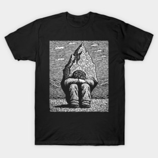 Overwhelmed by Sadness – Mountain Burden Linocut T-Shirt
