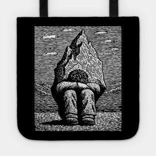 Overwhelmed by Sadness – Mountain Burden Linocut Tote
