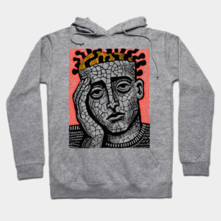 Stone Head – Mental Fatigue and Inner Struggle Linocut Hoodie