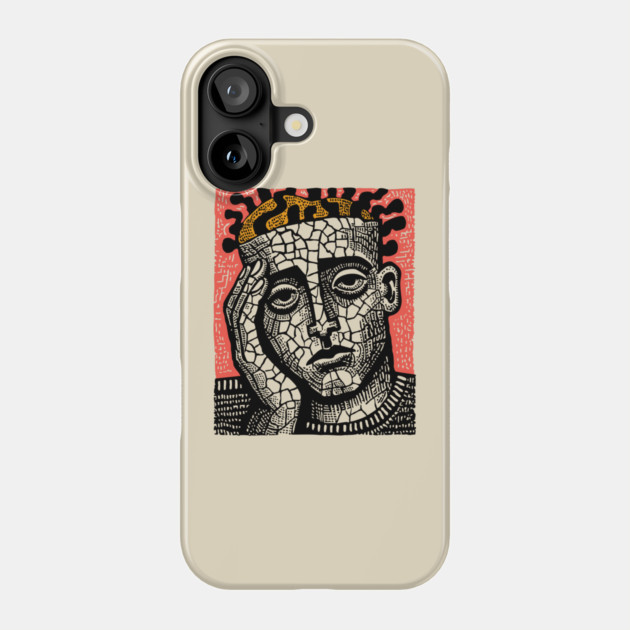Stone Head – Mental Fatigue and Inner Struggle Linocut Phone Case by TuncGK