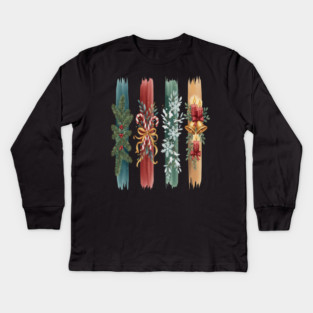 Christmas Stripes Festive Holiday Design Kids Long Sleeve T-Shirt