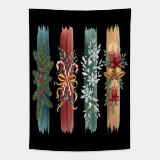 Christmas Stripes Festive Holiday Design Tapestry