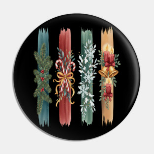 Christmas Stripes Festive Holiday Design Pin