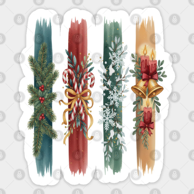 Christmas Stripes Festive Holiday Design Sticker by BirdsnStuff