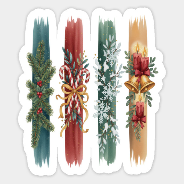 Christmas Stripes Festive Holiday Design Magnet by BirdsnStuff