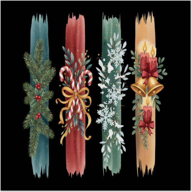 Christmas Stripes Festive Holiday Design Wall Art by BirdsnStuff