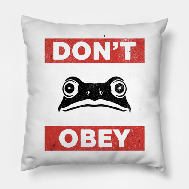Portland-Frog-Don’t-Obey Pillow by ArtistTee ⭐⭐⭐⭐⭐