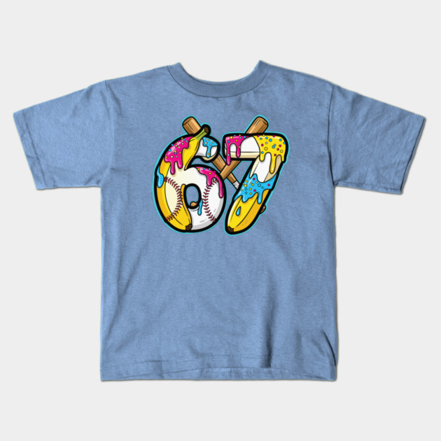 67 Banana Split Baseball Drip Ice Cream Kids T-Shirt by PexilToPrint