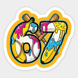 67 Banana Split Baseball Drip Ice Cream Sticker