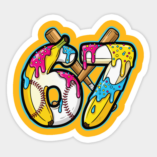 67 Banana Split Baseball Drip Ice Cream Sticker by PexilToPrint