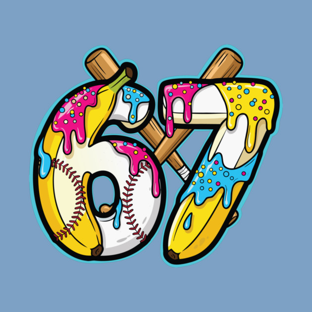 67 Banana Split Baseball Drip Ice Cream by PexilToPrint