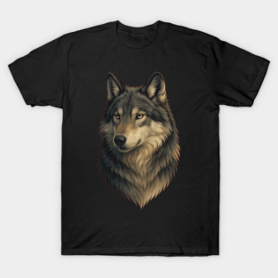 Grey Wolf Spirit – Wild Forest Guardian Under the Icy Moon T-Shirt