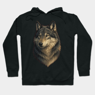 Grey Wolf Spirit – Wild Forest Guardian Under the Icy Moon Hoodie
