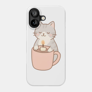 Candlelight Cat  Cozy Cat with Candle  Warm Aesthetic Cat Art for Relaxing Nights Phone Case