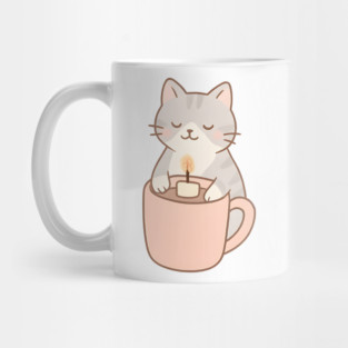 Candlelight Cat  Cozy Cat with Candle  Warm Aesthetic Cat Art for Relaxing Nights Mug