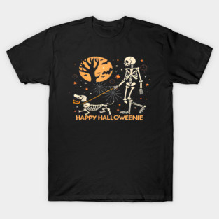 Happy Halloweenie, Funny Skeleton and Dachshund Costume T-Shirt