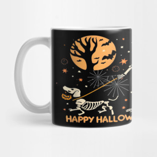 Happy Halloweenie, Funny Skeleton and Dachshund Costume Mug