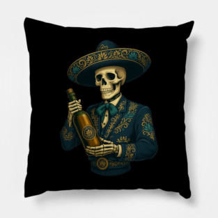 Elegant Skeleton Mariachi – Dia De Los Muertos Day of The Dead Costume Art Pillow
