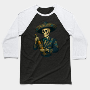 Elegant Skeleton Mariachi – Dia De Los Muertos Day of The Dead Costume Art Baseball T-Shirt