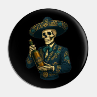 Elegant Skeleton Mariachi – Dia De Los Muertos Day of The Dead Costume Art Pin