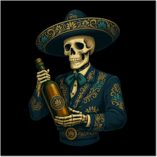 Elegant Skeleton Mariachi – Dia De Los Muertos Day of The Dead Costume Art Posters and Art
