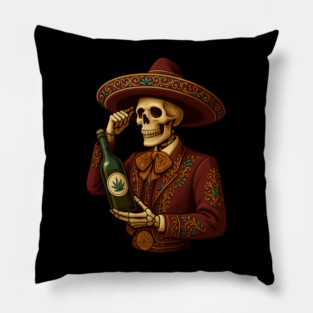 Elegant Skeleton Mariachi – Dia De Los Muertos Day of The Dead Costume Art Pillow