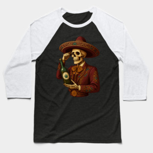 Elegant Skeleton Mariachi – Dia De Los Muertos Day of The Dead Costume Art Baseball T-Shirt