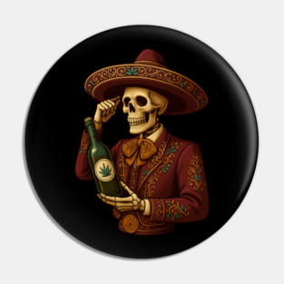 Elegant Skeleton Mariachi – Dia De Los Muertos Day of The Dead Costume Art Pin
