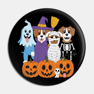 Halloween Dogs Cute Puppy Ghost Witch Skeleton Pumpkin Pin