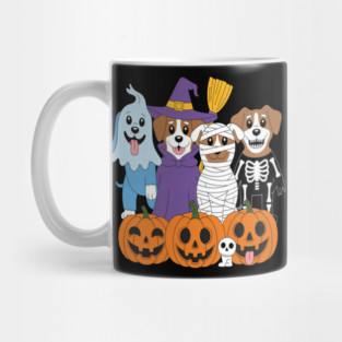 Halloween Dogs Cute Puppy Ghost Witch Skeleton Pumpkin Mug