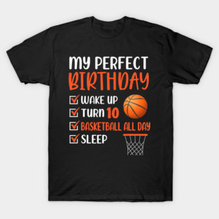 Funny Basketball 10 Year Old Basketball Birthday Party 10th Boy Bday Ten 2 T-Shirt