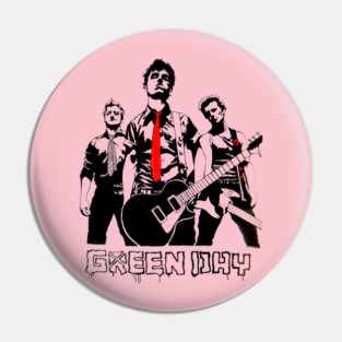 Green Day Pop Punk Band Members Illustration Art Design Pin