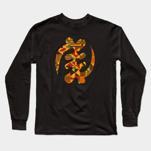 Gye Nyame Adinkra Kente Akan Symbol Long Sleeve T-Shirt by Adwoa's Store