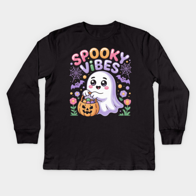 halloween-vibes Kids Long Sleeve T-Shirt by Creatifly Graphic Tees