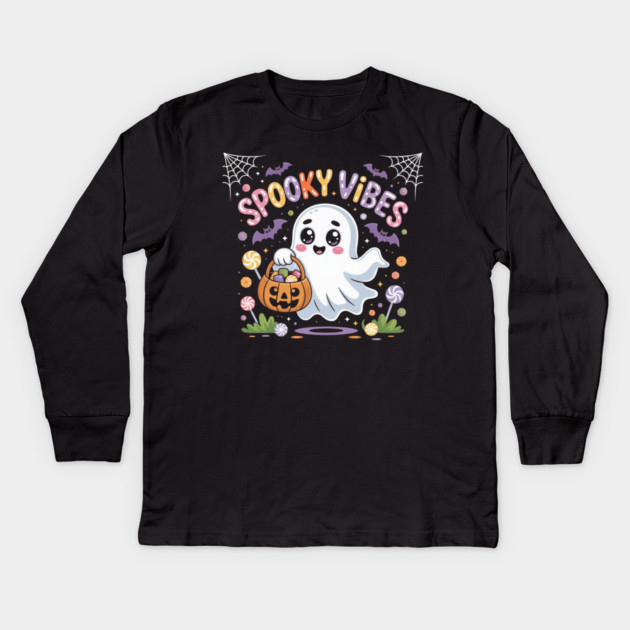 halloween-vibes Kids Long Sleeve T-Shirt by Creatifly Graphic Tees