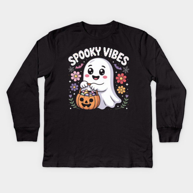halloween-vibes Kids Long Sleeve T-Shirt by Creatifly Graphic Tees