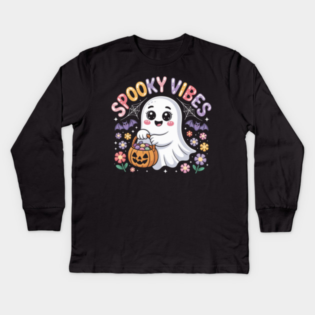 halloween-vibes Kids Long Sleeve T-Shirt by Creatifly Graphic Tees