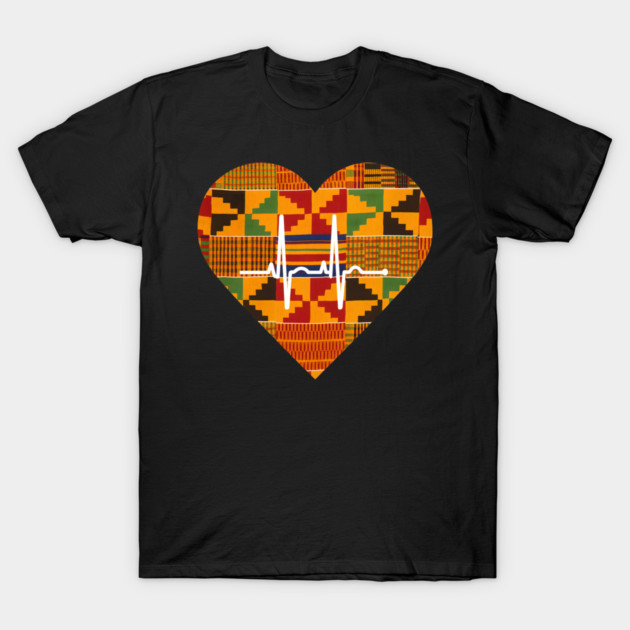 Kente Heartbeat Ghana T-Shirt by Adwoa's Store