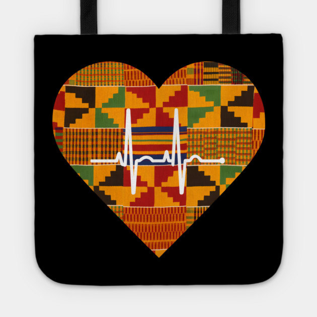 Kente Heartbeat Ghana Tote by Adwoa's Store