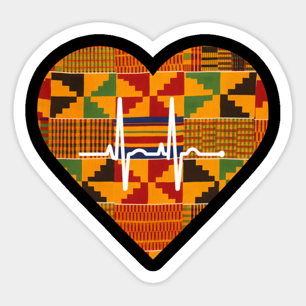 Kente Heartbeat Ghana Sticker by Adwoa's Store