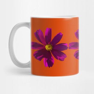 Three Dark Pink Cosmos Flowers Floral Photo Mug