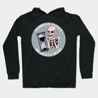Tempus Fugit Skeleton Memento Mori Hourglass Hoodie