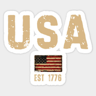 Vintage USA Patriotic Flag EST 1776 – Retro Sticker