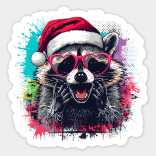 Christmas Raccoon Sticker