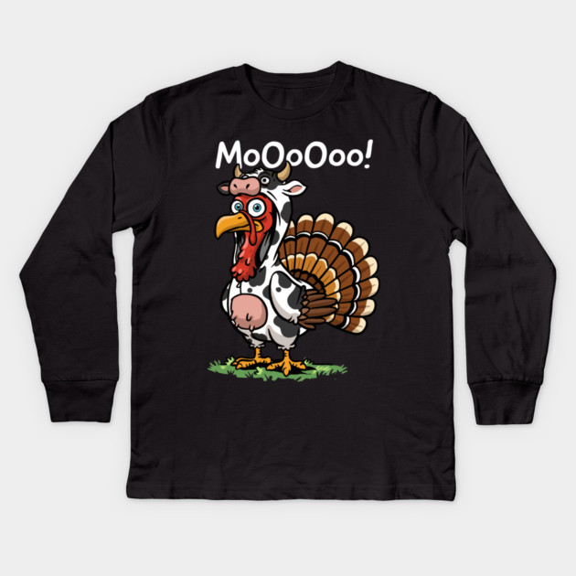 Turkey Moo Kids Long Sleeve T-Shirt by GoshWow®