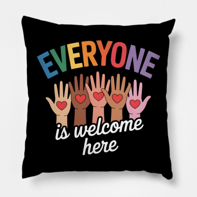 Everyone Is Welcome Inclusive Diversity Pillow by norhando
