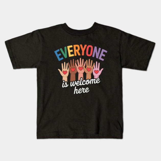 Everyone Is Welcome Inclusive Diversity Kids T-Shirt by norhando