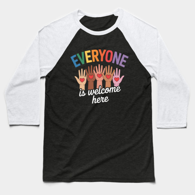 Everyone Is Welcome Inclusive Diversity Baseball T-Shirt by norhando