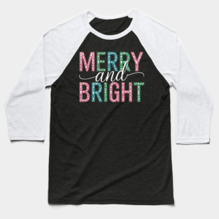 Merry and Bright Bling Christmas Baseball T-Shirt