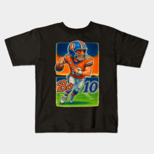 Bo Nix Denver QB Cartoon Caricature Shirt Design Kids T-Shirt